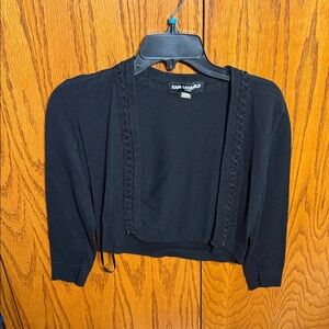 Karl Lagerfeld Black Cropped Cardigan with Decorative Trim